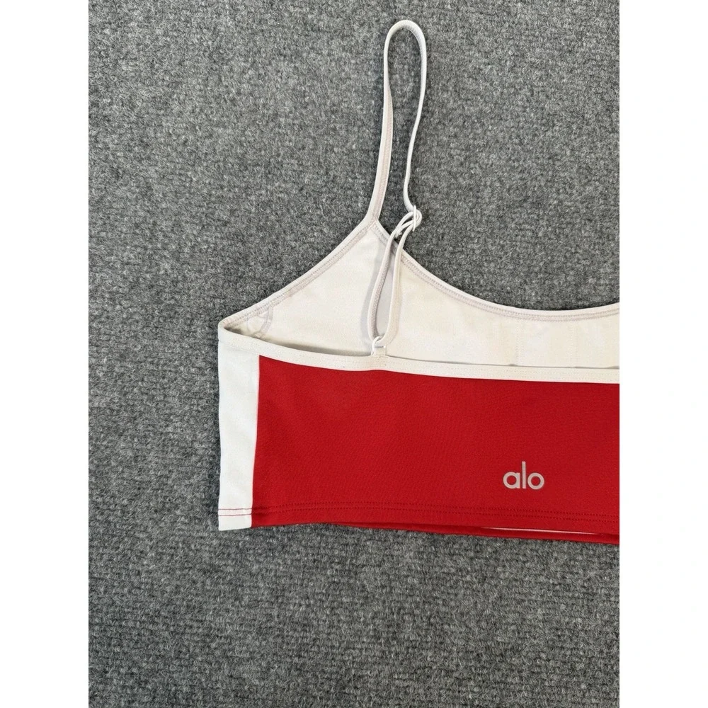 Alo Yoga Airlift Car Club Bra Red White Colorblock Crop Sports Bra Women's M